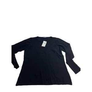 anna bella sweater top shirt womens size large black Brand New with tags!